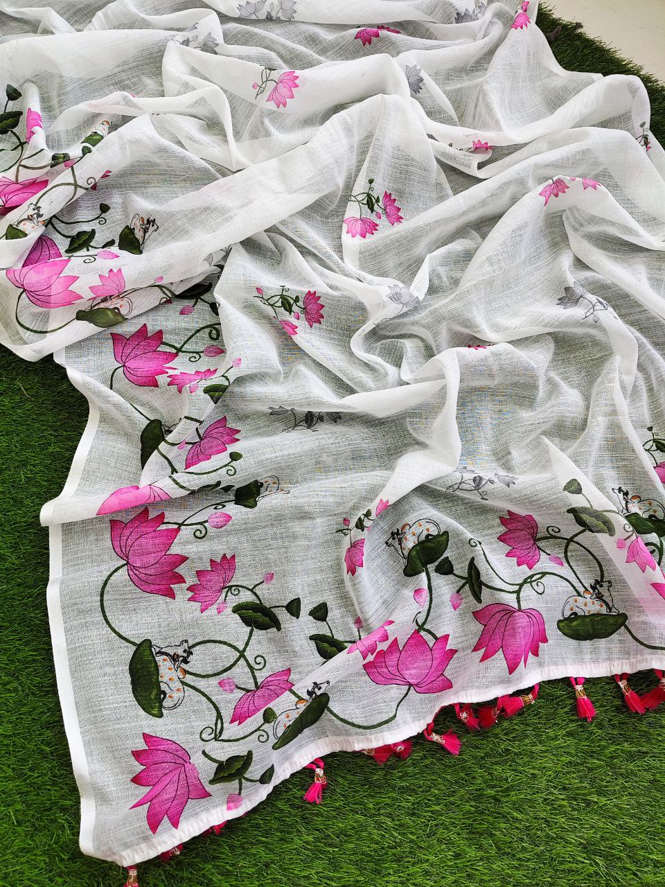 KALAMKARI LOVER LINEN COTTON SAREE