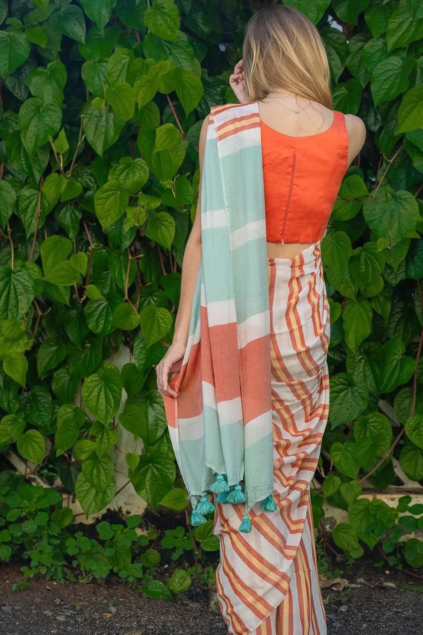 FEELING LIKE A DESI DIVA PREMIUM LINEN COTTON SAREE