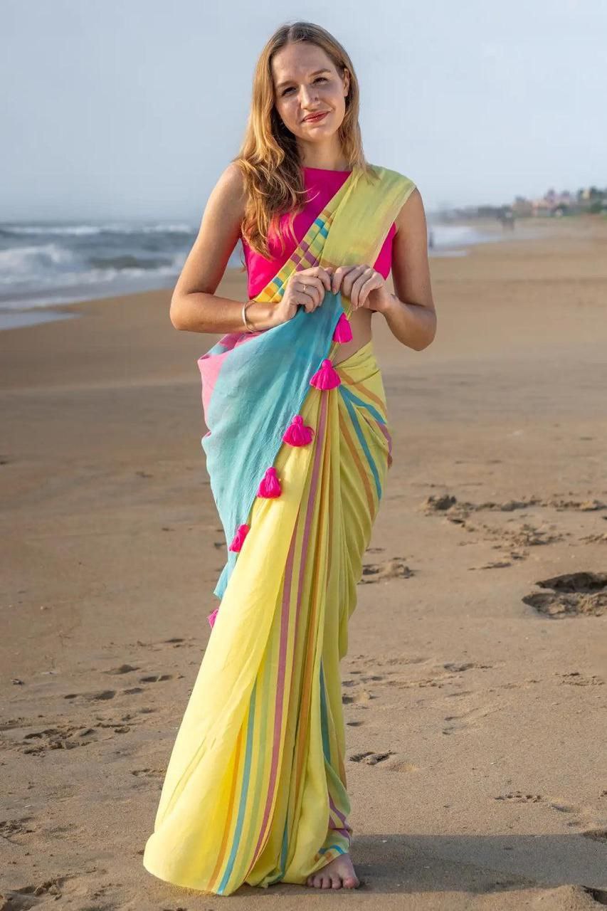 RANGEIN PREMIUM LINEN COTTON SAREE