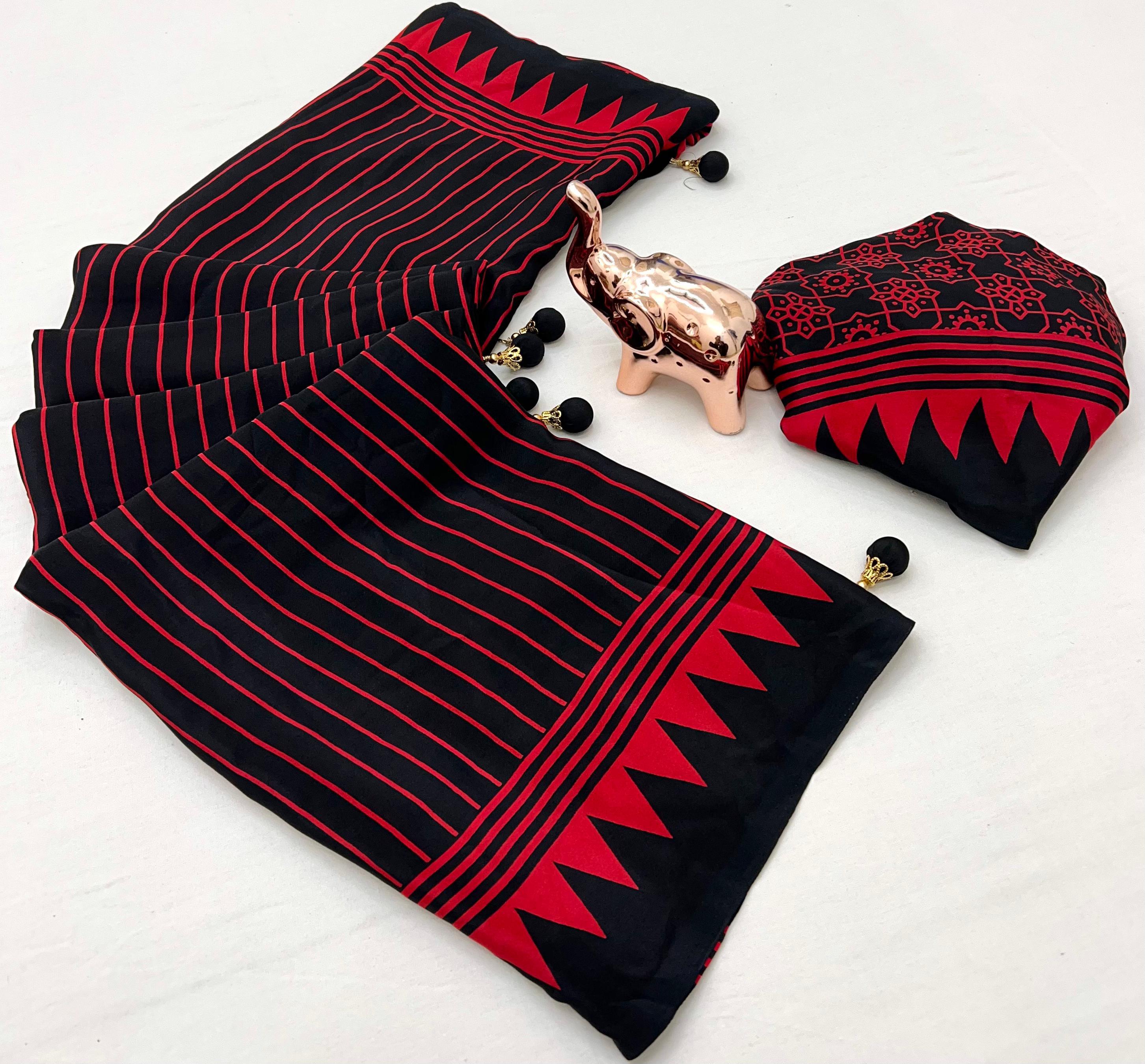 SHUDH DESI LOOK AJRAKH PREMIUM MODAL GAJJI SILK SAREE