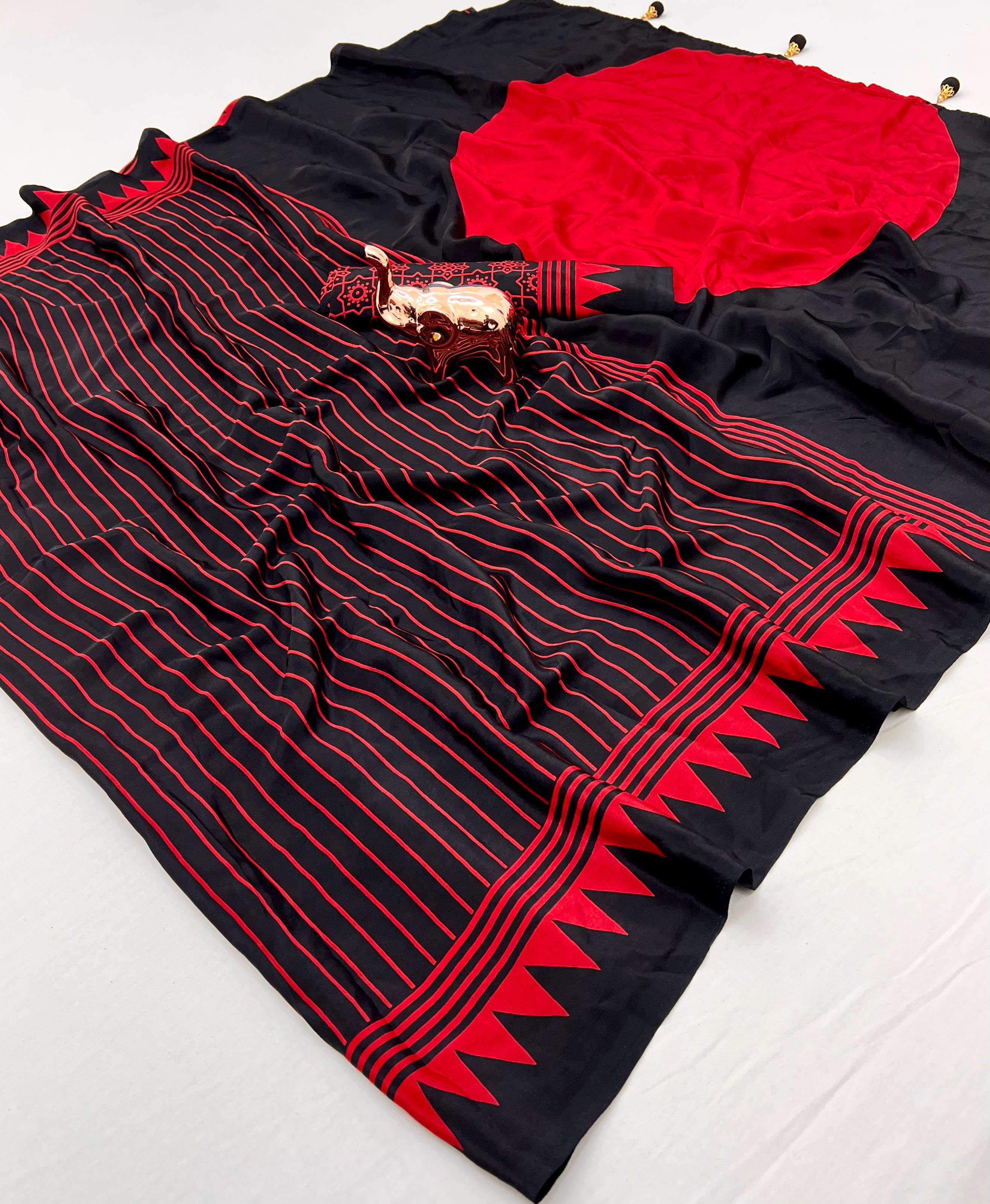 SHUDH DESI LOOK AJRAKH PREMIUM MODAL GAJJI SILK SAREE